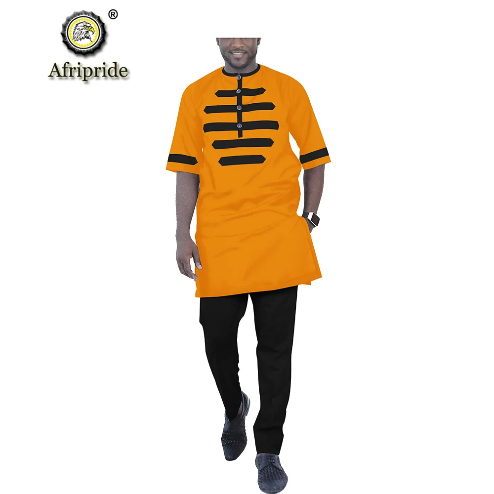 Men`s Casual Tracksuit African Clothing Dashiki Tops Pants 2 Piece Set Ankara Shirts Blouse Tribal Outfits AFRIPRIDE S1916058