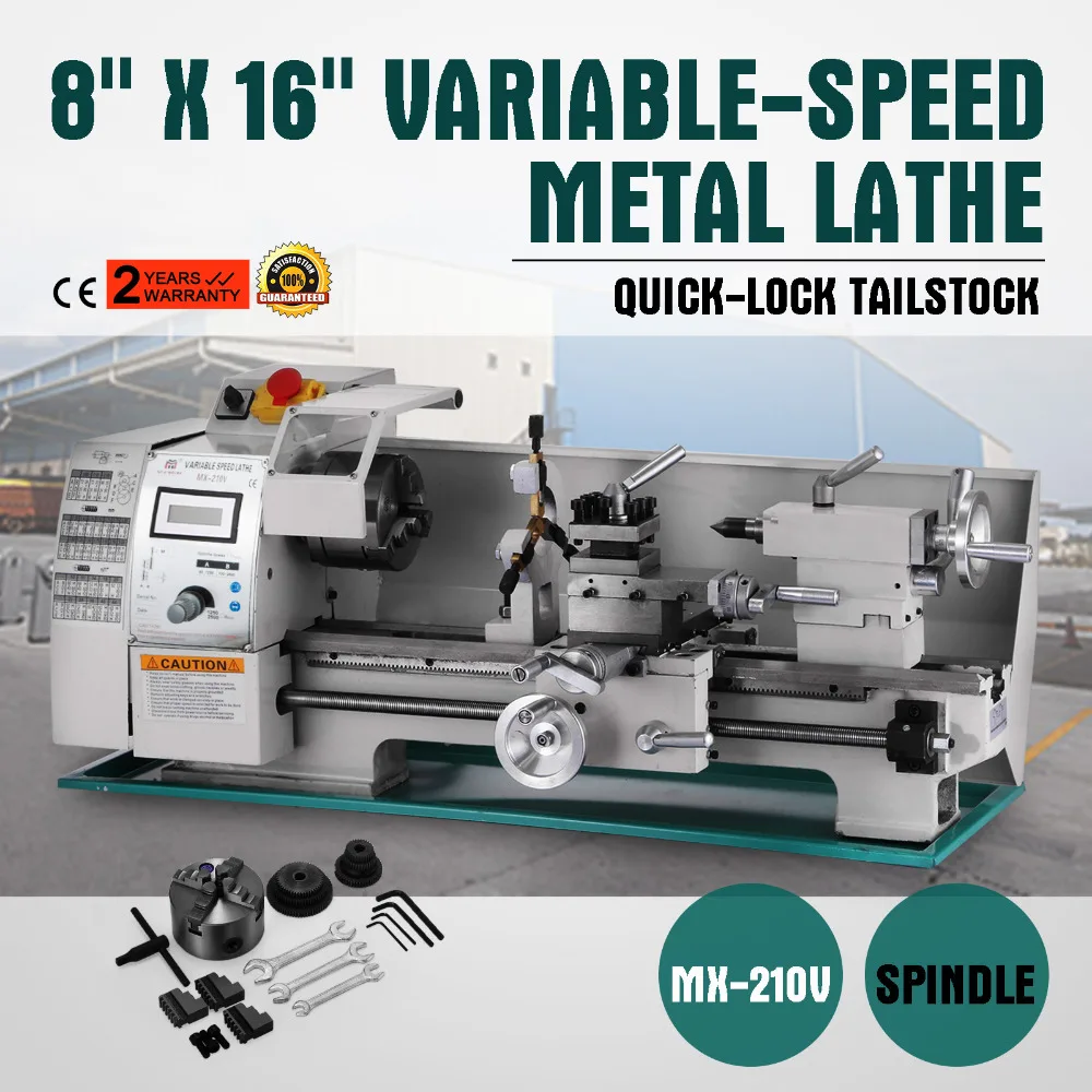 

8 x 16Variable-Speed Mini Metal Lathe Bench Top Digital RPM 750W