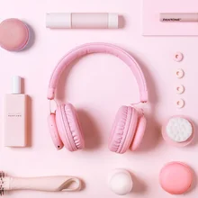 5 0 Bluetooth Headphone Cute Pink Blue Red Color Girls Kids Stereo Music Wireless Headset With Microphone for Computer Phone