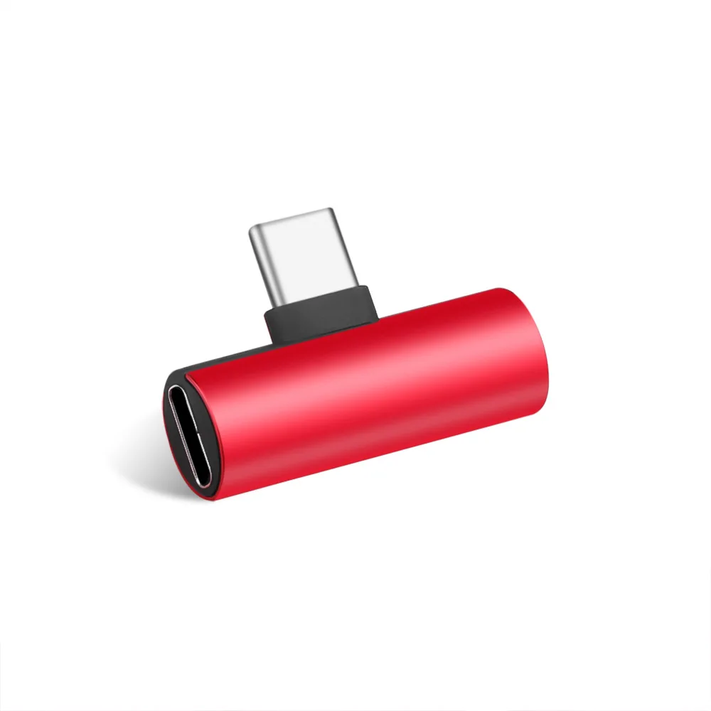 Kebidu 2 в 1 type C до 3,5 мм гарнитура разъем для наушников зарядный конвертер usb type-C аудио адаптер для телефонов Xiaomi huawei mate - Цвет: Red