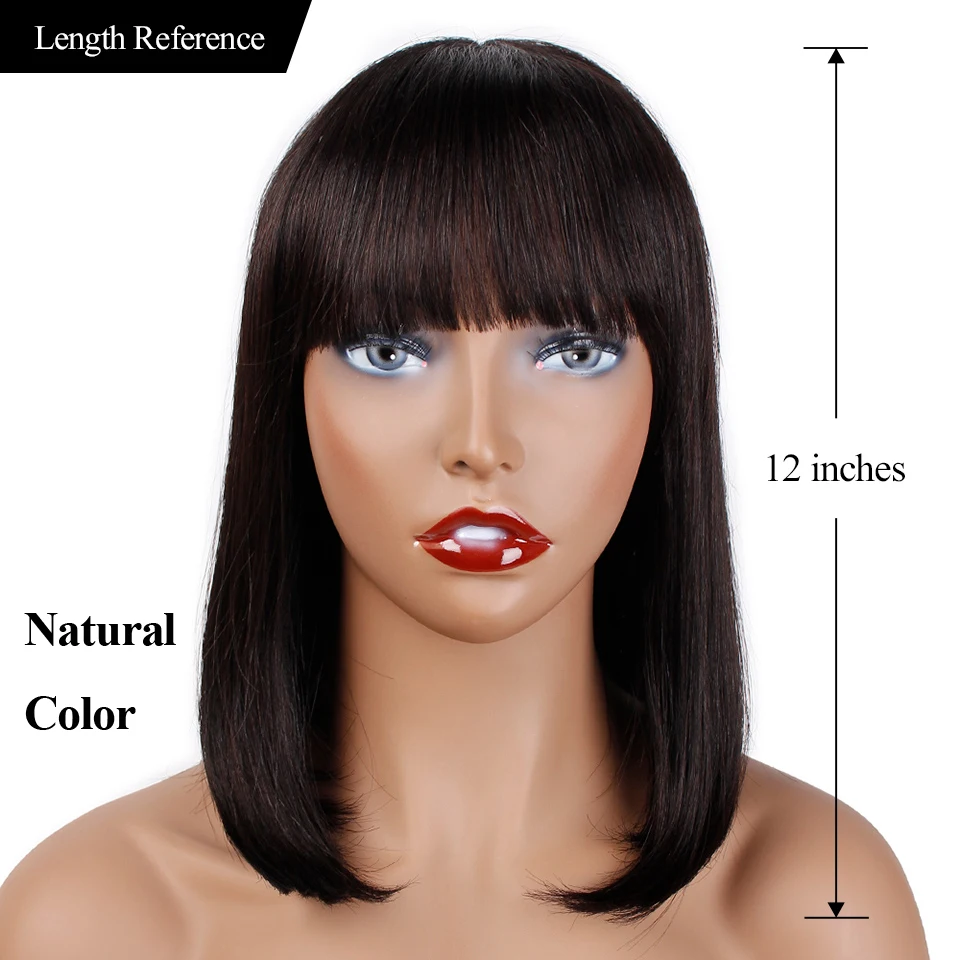 VIOLET Peruvian 10/12 Inch Short Wig Straight Human Wig for Black Women Non-Remy 100% Human Wig natural Color Medium Ratio