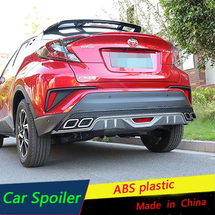 

For Toyota CHR C-HR 2018-2019 Rear Spoiler Bumper Diffuser Protector Body kit bumper rear shovel lip rear spoiler black/red abs