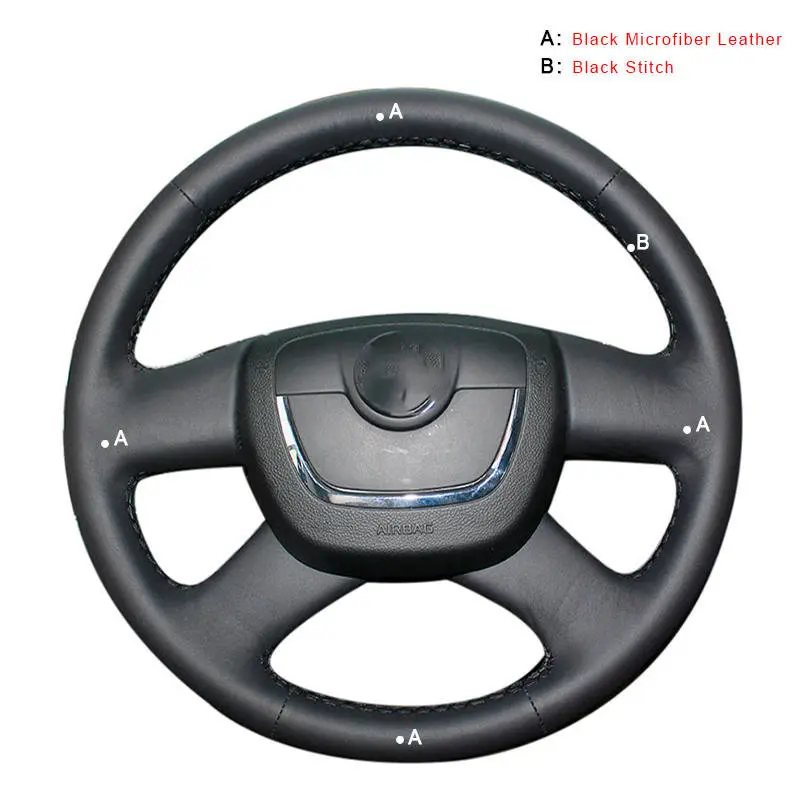 Авто оплетка на руле Крышка для Skoda Octavia 2009-2013 Citigo 2011-2012 Roomster Fabia 2009-2012 Superb Yeti Автомобиль DIY - Название цвета: Microfiber Leather
