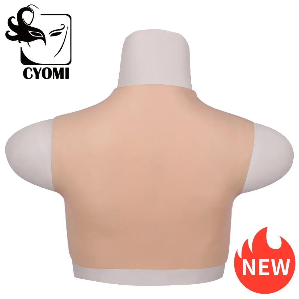 CYOMI New Style Flat Collar Soft Realistic Silicone Boobs Silk Cotton Breast for Drag Queen Crossdresser Transgender shemale 1G
