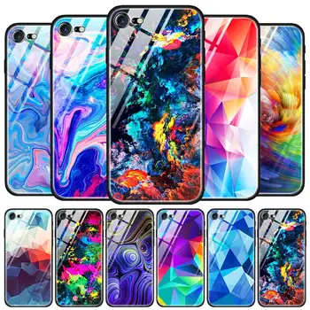 

Tempered Glass Case for Apple iPhone 8 7 6 6S Plus Back Case Cover for iPhone 11 11Pro XS MAX XR X Silicone Edge Shell Colorful