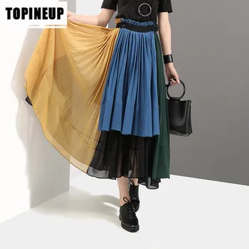

New Arrival Spring Summer Chiffon Skirt Korean Fashion Layered high waist chiffon skirt