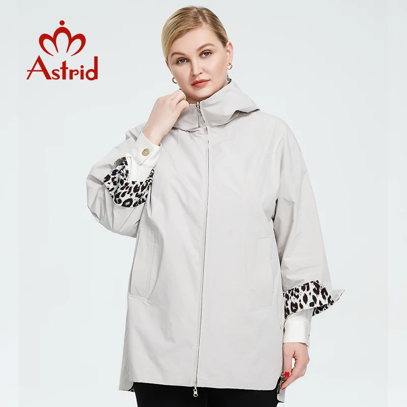 2022 Astrid – Veste Chaude Surdimensionnée Double Face Pour Femme, Manteau Léopard à Capuche Avec Fermeture éclair, Parka D'extérieur AM- 9736, Printemps-automne