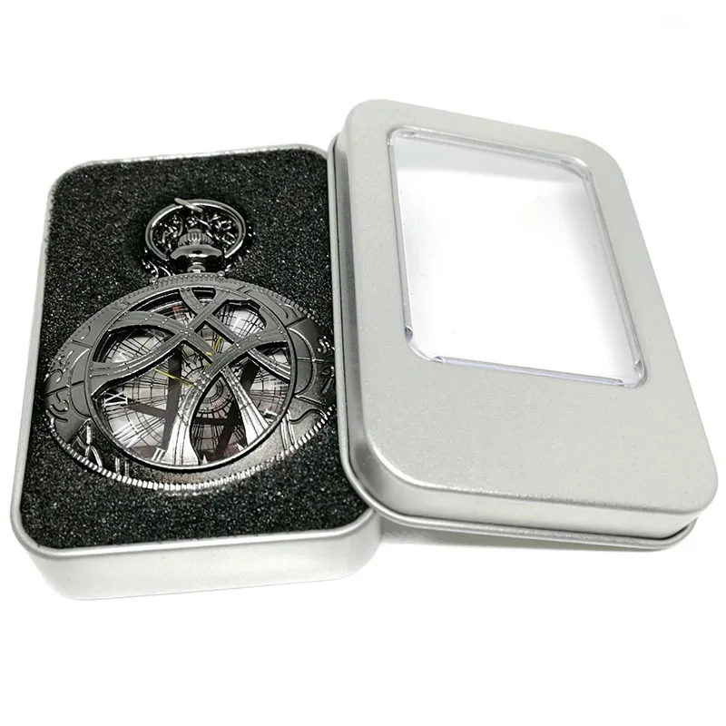 Black with Box Модные часы Doctor Who, кварцевые карманные часы, аналоговый кулон, ожерелье, мужские и женские часы с цепочкой, подарок с коробкой, Montre Reloj, 3 цвета - Цвет: Black with Box