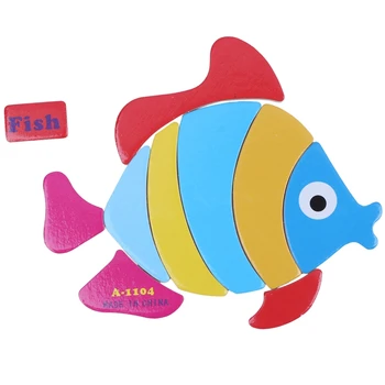 

Wooden Blocks Animals Kid Children Educational Toy Puzzle Cartoon Baby (Fish)