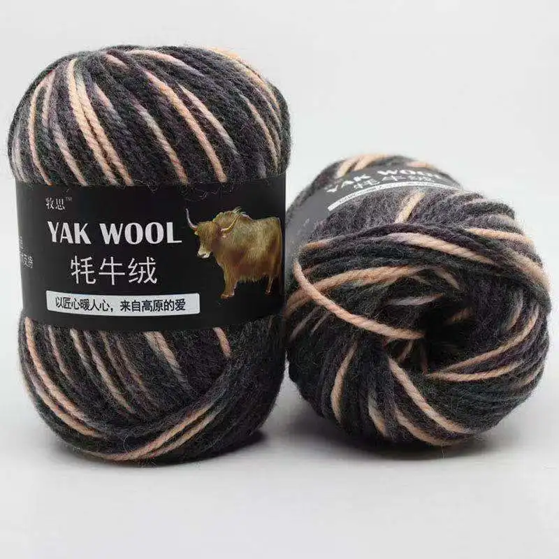 factory price 5pcs Thick hand knitting yarn Yak Wool Blended yarn 3mm extra fine fancy knitting yarn