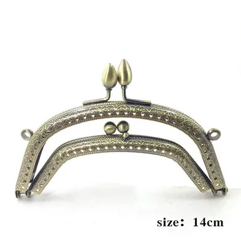

10pcs 14cm Metal Purse Frame Handle for Clutch Bag Handbag Accessories Making Kiss Clasp Lock Antique Bronze Bags Hardware
