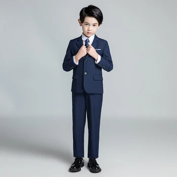 

YuanLu Boys Suits For Wedding Party Piano 3PCS Blazer/Pants/Tie Formal Prom Kids Suits Baby Tuxedo Children Clothes Blue