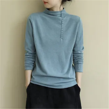 

2020 Loose literary Long-sleeved Knit Pullover Shirt Autumn Winter New High-necked Casual Knitted Sweater Women Tops XA400