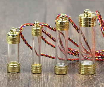 

4 Pcs Clear Mini Empty Glass Tube Vials Charms Wish Bottles Pendant Charms