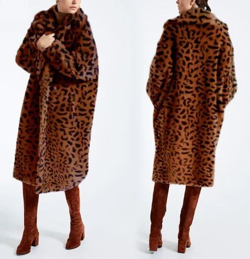 Стильное женское пальто-Тедди с воротником-стойкой, Свободное пальто из искусственного меха, плотное теплое Трендовое пальто из овечьей шерсти, женская верхняя одежда 10 цветов DS8009 - Цвет: leopard