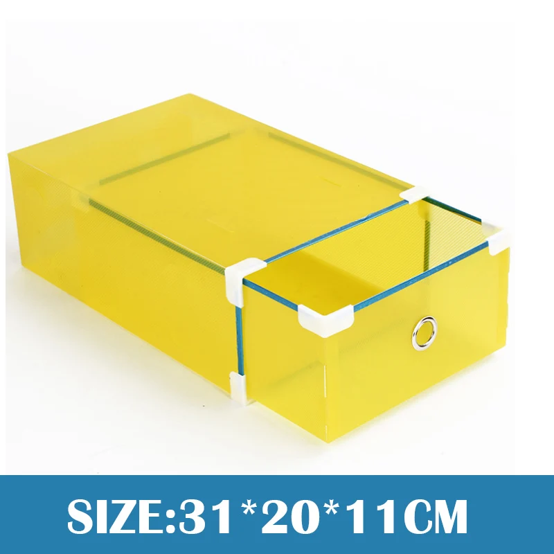 women yellow(5pcs) 5 шт. утолщенный ящик коробка для хранения обуви прозрачный пластиковый органайзер обуви чехол Штабелируемый прямоугольник PP коробки для обуви Органайзер - Цвет: women yellow(5pcs)