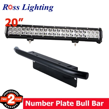 

20inch LED Work Light LED Bar 12V Off Road 126W Spot Flood Combo with License Plate Mount Bracket Bull Bar Harness for ATV 4x4