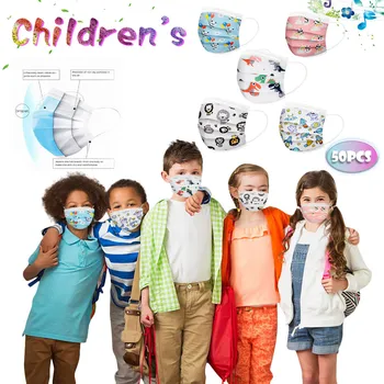 

50PCS Children's Mouth Masks Disposable Space Astronaut Printed Face Mask 3Ply Ear Loop Face Cover Mascarilla Fast Delievry#Y40