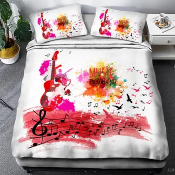 

Music Staff Bedding Set 100% S0ft Microfiber 1PC Duvet Cover with 1/2PC Pillowcases Drop Shipping Responsibility