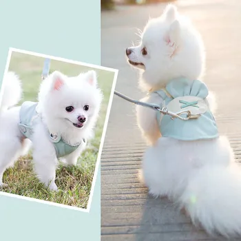 

Sweet Dog Harness and Leash Set Cloth Mesh Pet Harness Lead Dog Collar Clothes Vest For Small Dogs Pomeranian Corgi Leashs
