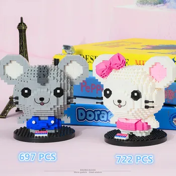 

2PCS/Lot Cartoon Mouse Blocks Cute Model Building Toy Educational Brinquedo for Children Anime Toys Girls New Year Gifts