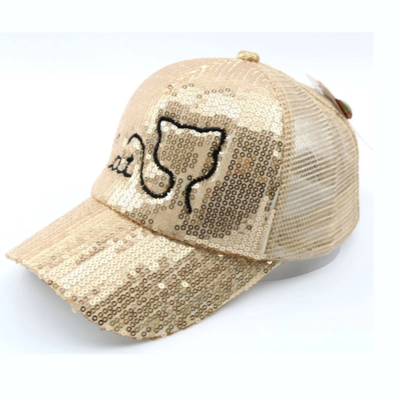 2021 Kids Cat Bling Baseball Cap Boys 