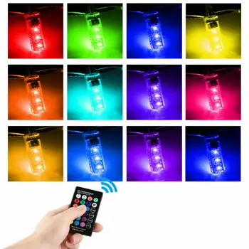 

Parts LED Car Lights 2Pcs RGB LED Wedge With Remote Control Motorcycle