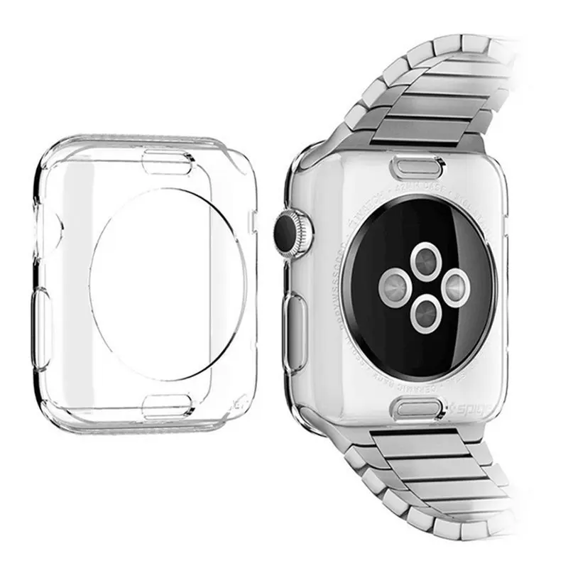 50 шт. модный прозрачный Ультратонкий Мягкий ТПУ гелевый Чехол для Apple Watch Series 4 3 2 1 40 мм 44 мм 38 мм 42 мм противоударный прозрачный чехол