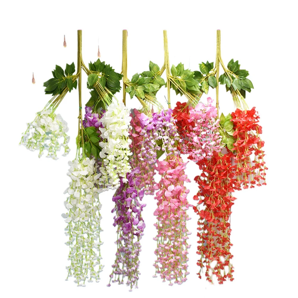 

Faroot Simulation Wisteria Flower Silk Artificial Hanging Bush String Home Party Wedding Decoration