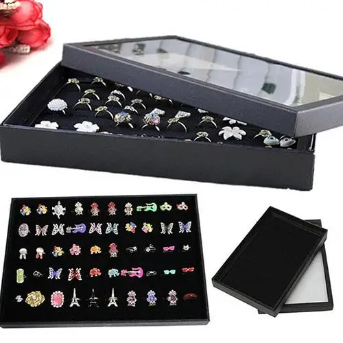 

Organizer Jewellery Display Storage Box Square Tray Show Case Organiser Earring Holder Jewelry Ring Display Storage Box Earring