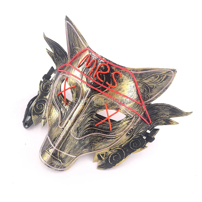 EL Mask Flasing Animal Wolf маски предметы для вечеринок с DC3V устойчивый светодиодный на Хэллоуин Вечерние Маски MR/MRS