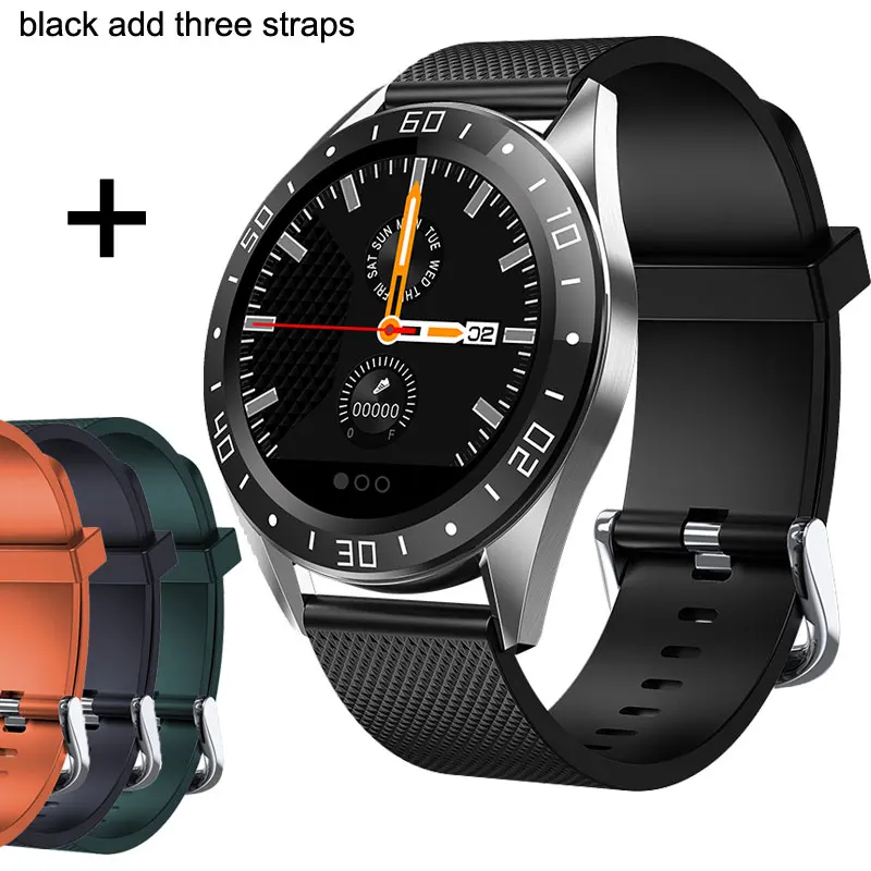 Black Add 3 straps Смарт-часы для мужчин, водонепроницаемые, Ip67, фитнес-трекер, кислородное кровяное давление, пульсометр, часы, умные часы для женщин, для Android IOS - Цвет: Black Add 3 straps