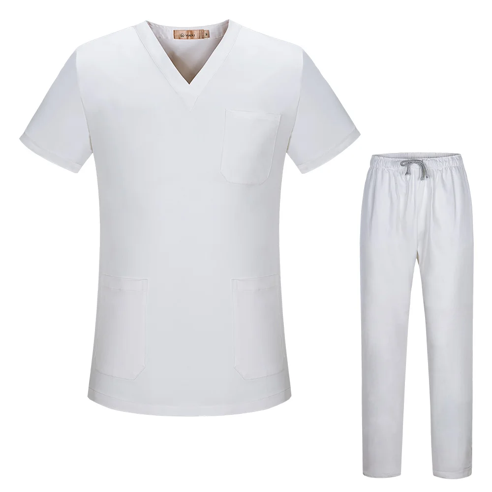 High Quality Spa Uniforms Unisex V-Neck Work Clothes Pet Grooming Institutions Scrubs Set Beauty Salon Clothes Scrubs Tops Pants