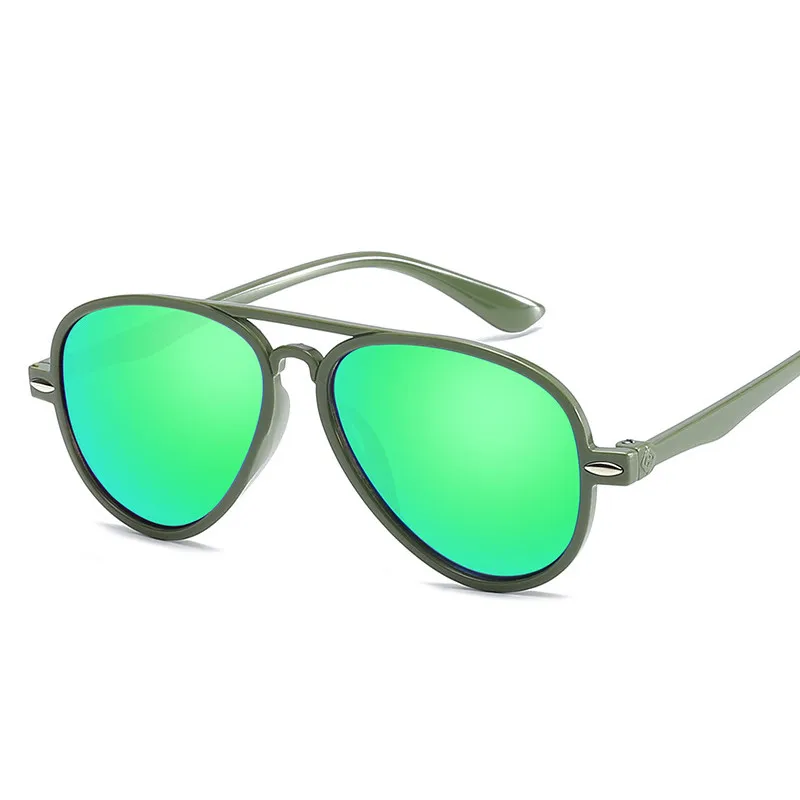 RBRARE, Классические солнцезащитные очки для девочек и мальчиков, цветные зеркальные винтажные детские очки, вогнутая форма, персональные, анти-УФ уличные очки для детей - Цвет линз: Green