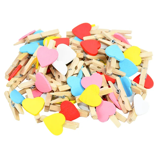 50Db/Tétel 3 Cm -Es Facsapok Aranyos Fa Szerelmi Szívek Klipek Diy Fotó Zászló Kézműves Otthoni Születésnapi Esküvői Dekorációs Ruhák Csapdák - Image 5