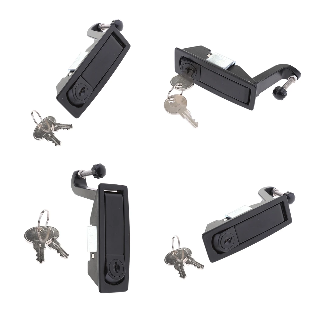 4pcs RV Boat Door Lock Lever Latch Baggage Locker Locking Latches w/ Keys, Flush Mount