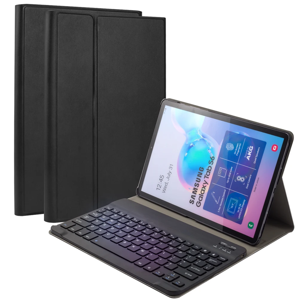 Универсальная беспроводная клавиатура Bluetooth с износостойким кожаным чехлом для 9-10,1 дюймов IOS Android microsoft Black - Цвет: For Samsung USA