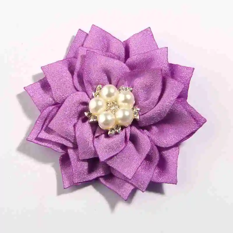 Lavender 200 шт., 7,5 см, 2,95 дюйма,, цветы из ткани с грушей, стразы, аксессуары для волос, цветок для волос на заколках, свадебный букет - Цвет: Lavender