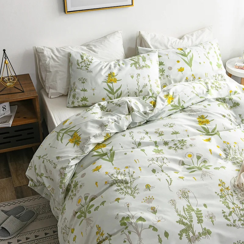 Винтажное растительное одеяло с цветочным принтом, пододеяльник и наволочка, Комплект постельного белья, цветной цветочный Рисунок летних цветов