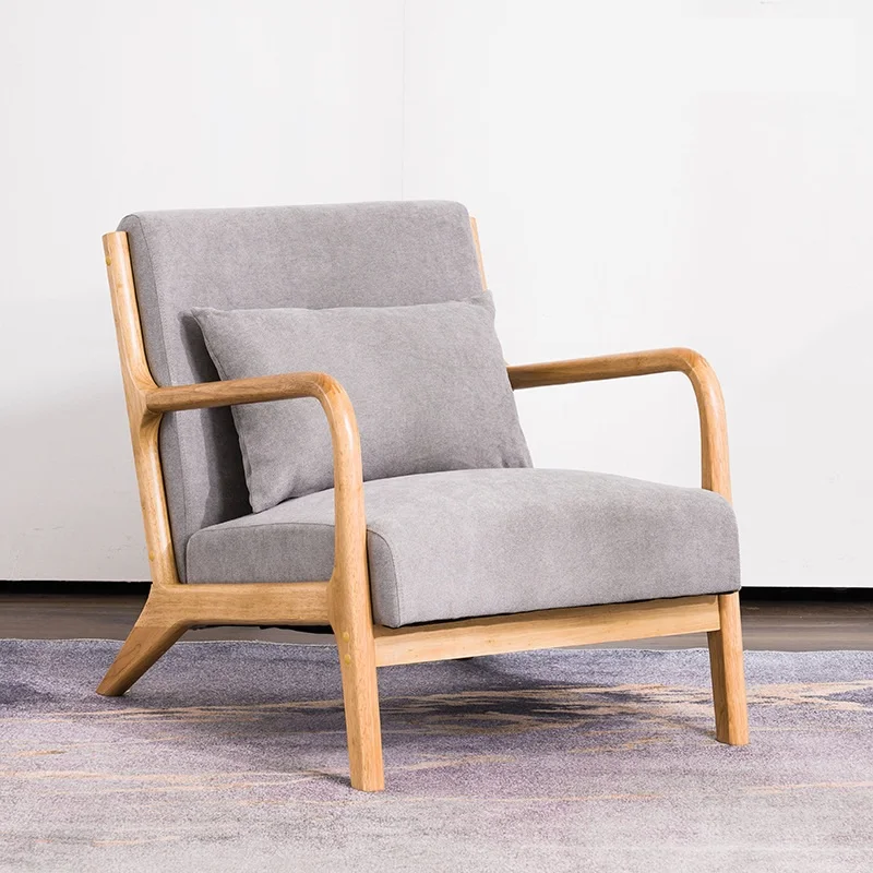 Solid wood Fabric Sofa Café Sofa household leisure sofa rocking chair small family modern simple living room apartment