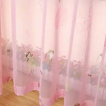 

Pink Thick Fabric Girl Kid Room Drapes Eyelets Rod Pockets Cartoon Princess Living Room Decor Curtain Accessories