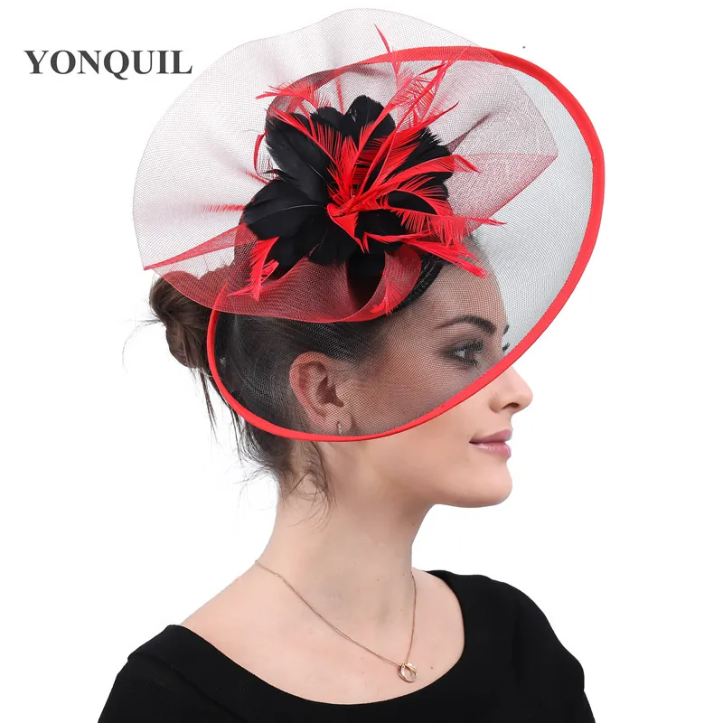 Women Feather Mesh Feathers Fascinator Hats Ladies Elegant Kenucky Derby Cocktail Fedora Hats Elegant Headband hair accessories
