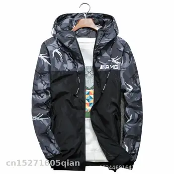 

Motorcycle Windproof Jacket for AMG logo in car Men's Jackets Camouflage Hooded Outdoor mountain Coats Casual Zip