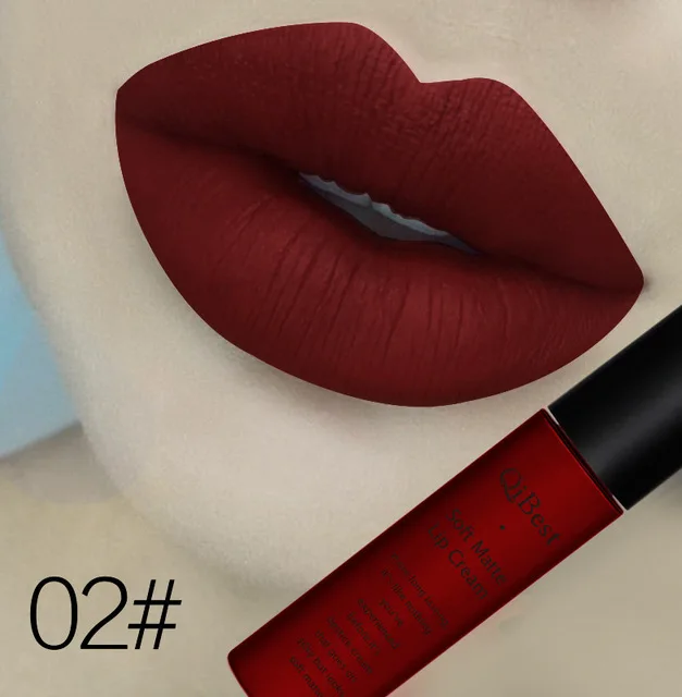 2 Бренд qibest Lips beauty Makup пигмент водонепроницаемый стойкий блеск для губ черный бархат матовая нюдовая помада Красный Блеск для губ Лот - Цвет: 2