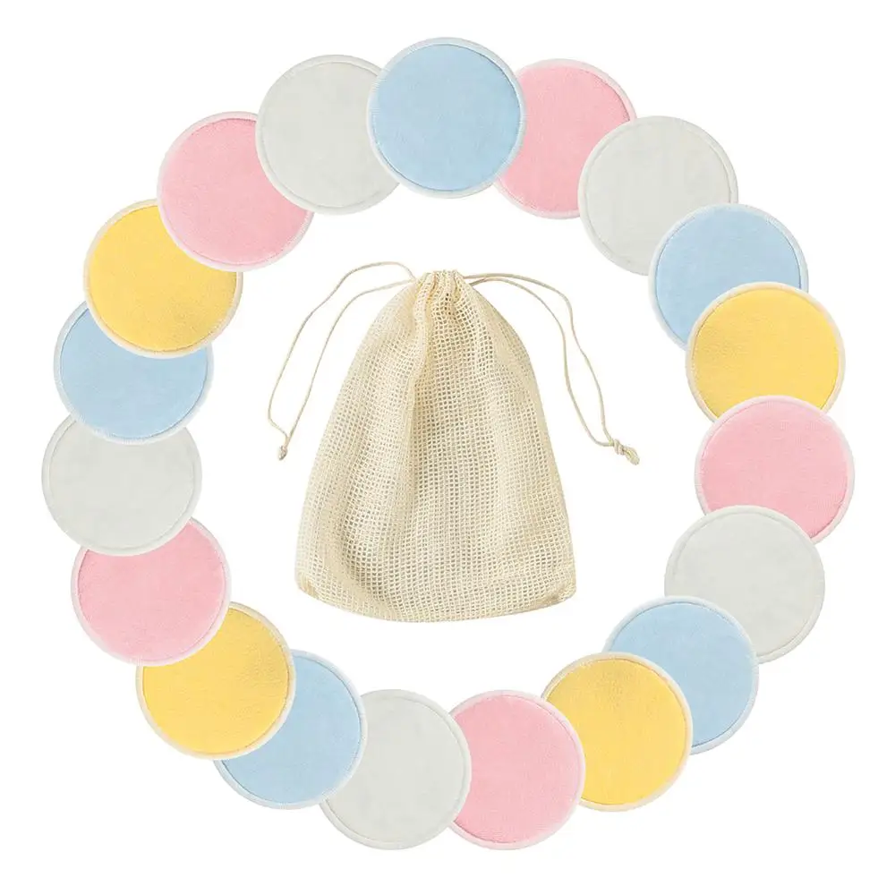 Reusable Bamboo Cotton Pads Make up Facial Remover Triple Layers Wipe Pads Nail Art Cleaning Pads Washable Pads with Laundry Bag