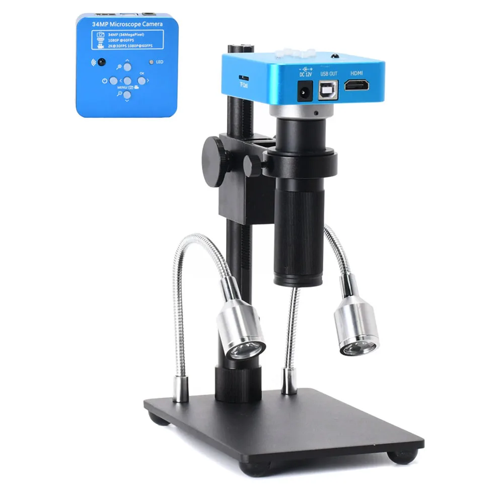 

34MP HDMI USB Industrial Microscope Camera High Definition Digital 150X Magnifier Lens for Cameras Phone DIY Repair PUO8