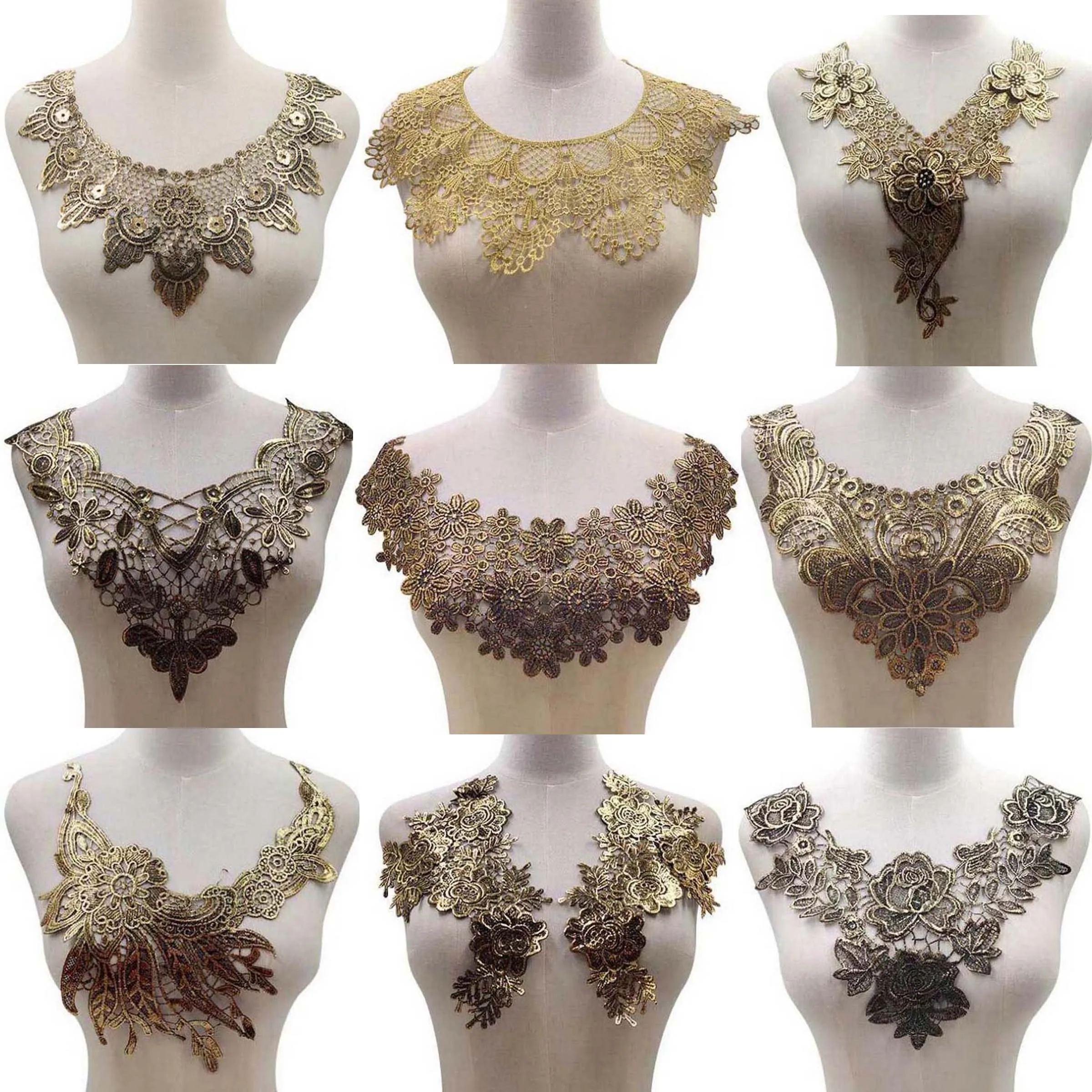 Lace Neckline Collar Fabric Embroidery DIY Sewing Decoration Ladies Clothing Accessories Decals Scrapbooking Patch lace fabric,lace garment accessories,sewing patches,lace sewing supplies,lace sewing accessories,lace decoration,lace accessories,clothing accessories