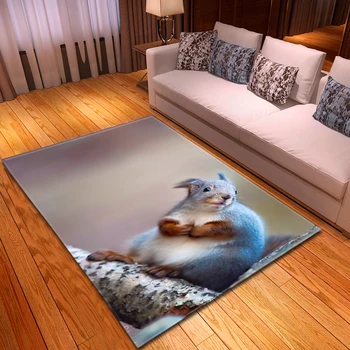 

Home Decoration 3D Squirrel Carpet Area Rugs Flannel Anti-slip Girls Bedroom Children Play Floor Rug Modern Living Room Carpets