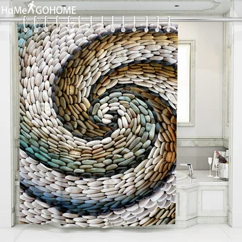 

Creative Whirlwind Pebbles 3D Print Shower Curtains Waterproof Moistureproof Bath Bathroom Curtains Case tende rideau de douche