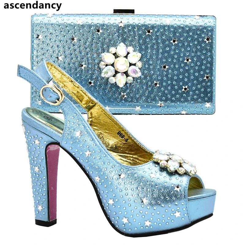 

Latest Italian Shoes with Matching Bags African Women Wedding Shoes and Bag Set Bag and Shoes Set Italy Rhinestone Wedding Shoes